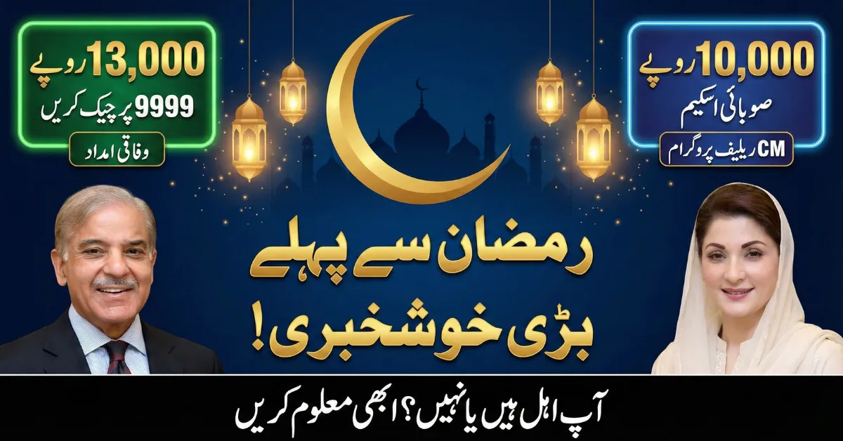 Check PM 13000 & CM 10000 Ramzan Relief Package 2026 Eligibility Online 8070 + 9999