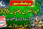 Eid ul Fitr Holidays 2026 Pakistan Expected Dates Revealed – Full Schedule Inside